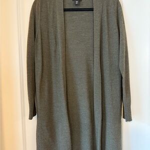 Adrienne Vittadini Olive Merino Wool Cardigan